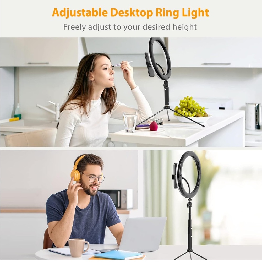 NWT Wonew 10" Selfie Desktop LED Ring Light Stand Phone Holder w/ Tripod Stand - Picture 5 of 7